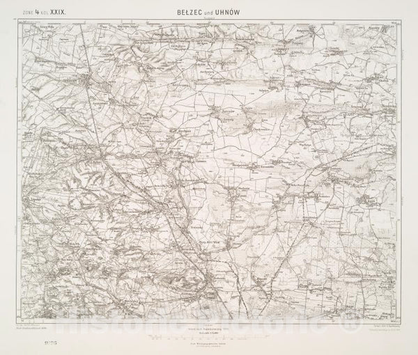Historic 1911 Map Belzec Und Uhnow. Vintage Wall Art Historic