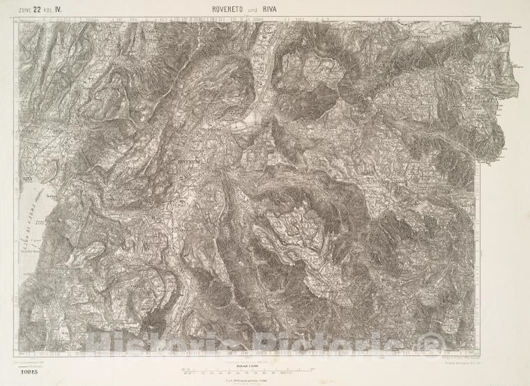Historic 1912 Map - Rovereto Und Riva. - Vintage Wall Art