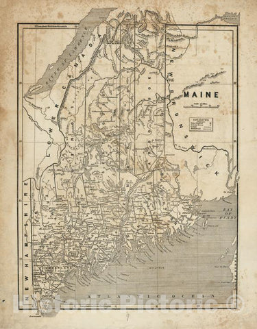 Historic 1842-[1845] Map - Maine. - United States - Maine - Vintage Wall Art