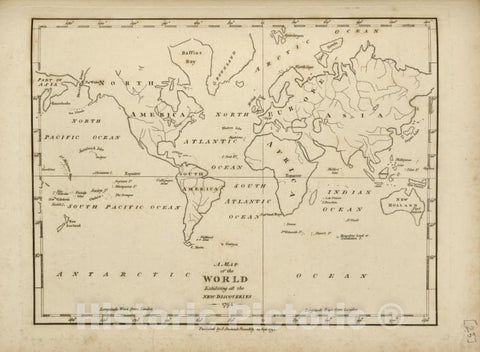 Historic 1794 Map - A Map Of The World, Exhibiting All The New Discoveries, 1794. - United States - Vintage Wall Art