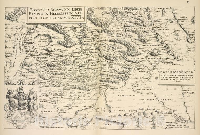 Historic 1899 Map - Karta Rossii Gerbershteina, Gravirovannaia Girshfogelem V 1546G. Tekst Str,6 - Russia - Vintage Wall Art