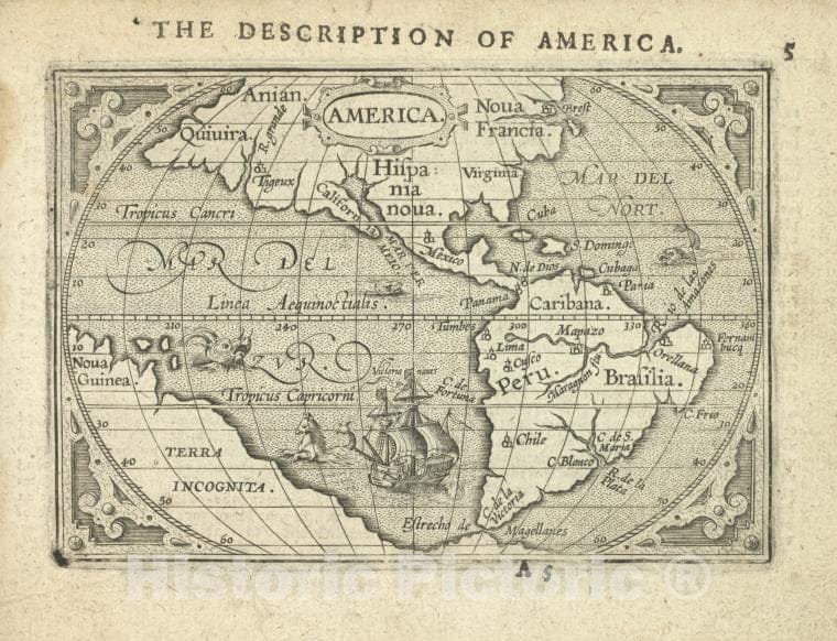 Historic Map - 1603 Abraham Ortelius, Ancient America, Abraham Ortelius - Vintage Wall Art