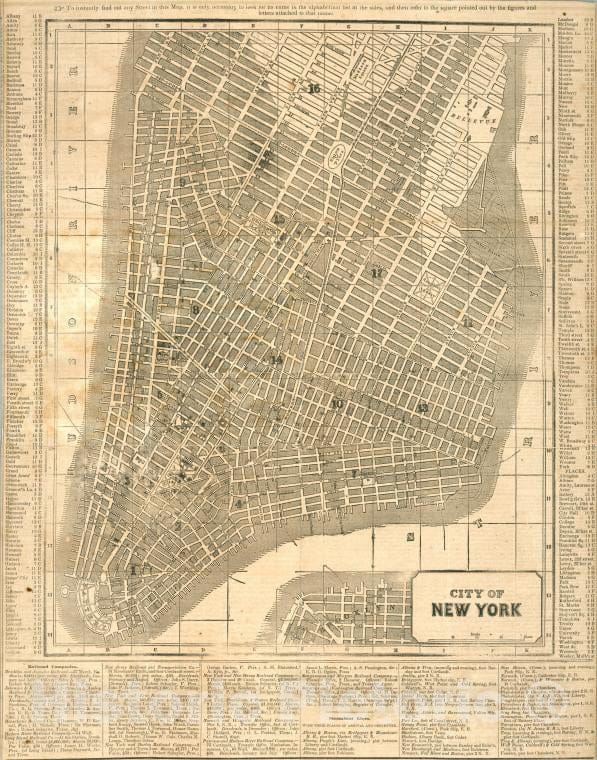 Historic 1850 Map - City Of New York. - New York (N.Y.) - Vintage Wall Art