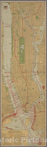 Historic Map - 1914 Manhattan (New York, N.Y.), Map Of New York City : Showing Passenger And Freight Lines, Subway, Elevated, And Street Car Lines. - Vintage Wall Art