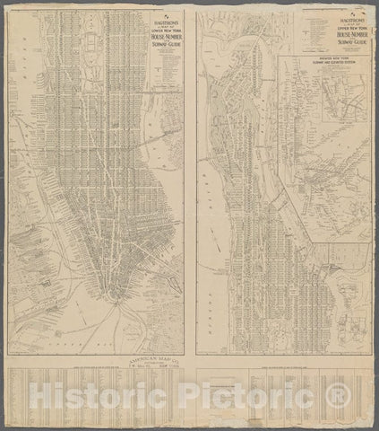 Historic 1920 Map - Hagstrom'S Map Of Lower New York City, House Number And Subway Guide.Of New York City And State - Manhattan - Vintage Wall Art
