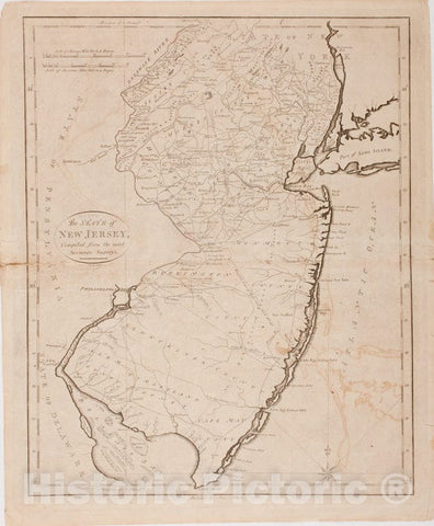 Historical Map, 1796 The State of New Jersey, Vintage Wall Art