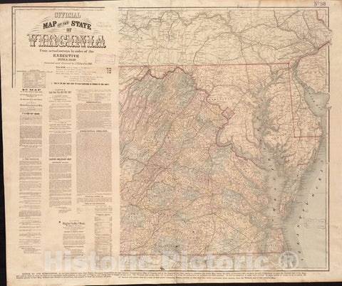 Historical Map, Lloyd's Official map of The State of Virginia : from Actual surveys by Order of The Executive, 1828 & 1859, Vintage Wall Art
