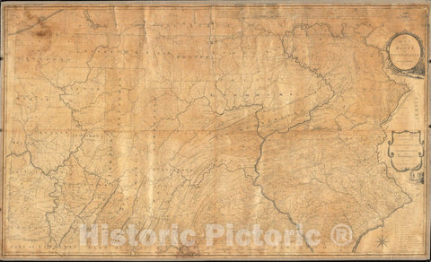 Historical Map, August 1, 1792 A map of The State of Pennsylvania, Vintage Wall Art