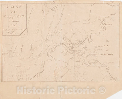 Historical Map, 1789 A Map of The seat of The Late war at Boston in The State of Massachusetts, Vintage Wall Art