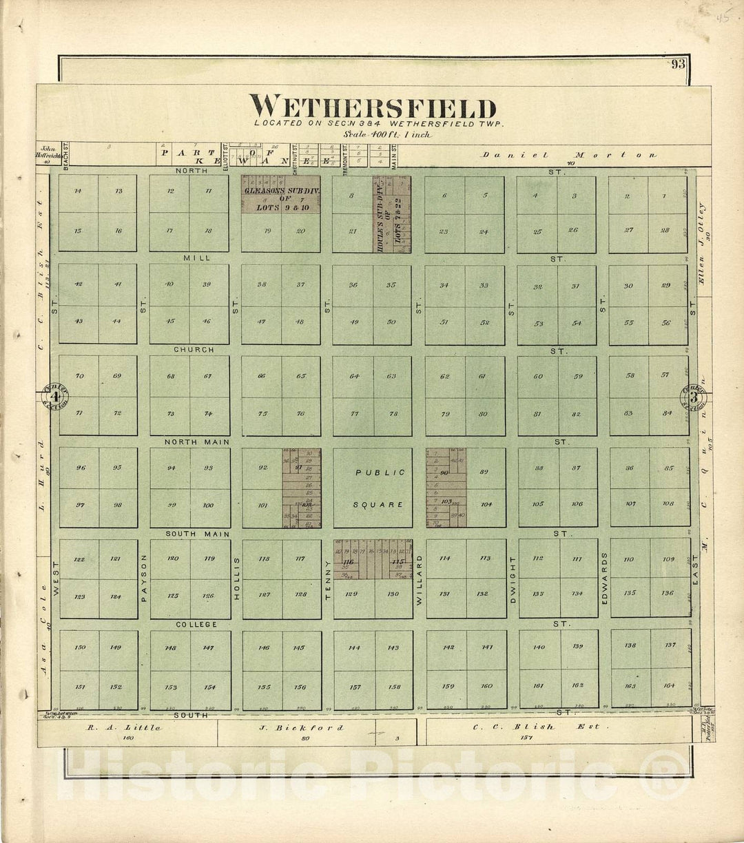 Historic 1893 Map - Plat Book of Henry County, Illinois - Wethersfield 1