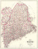 Historic 1887 Map - Colby's Atlas of The State of Maine - Map of The State of Maine