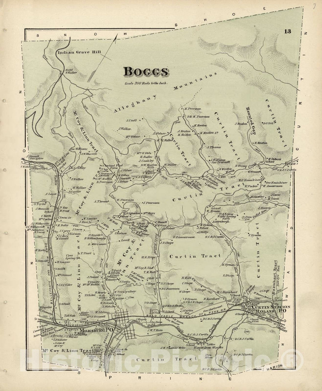 Historic 1874 Map - Atlas of Centre County, Pennsylvania - Boggs