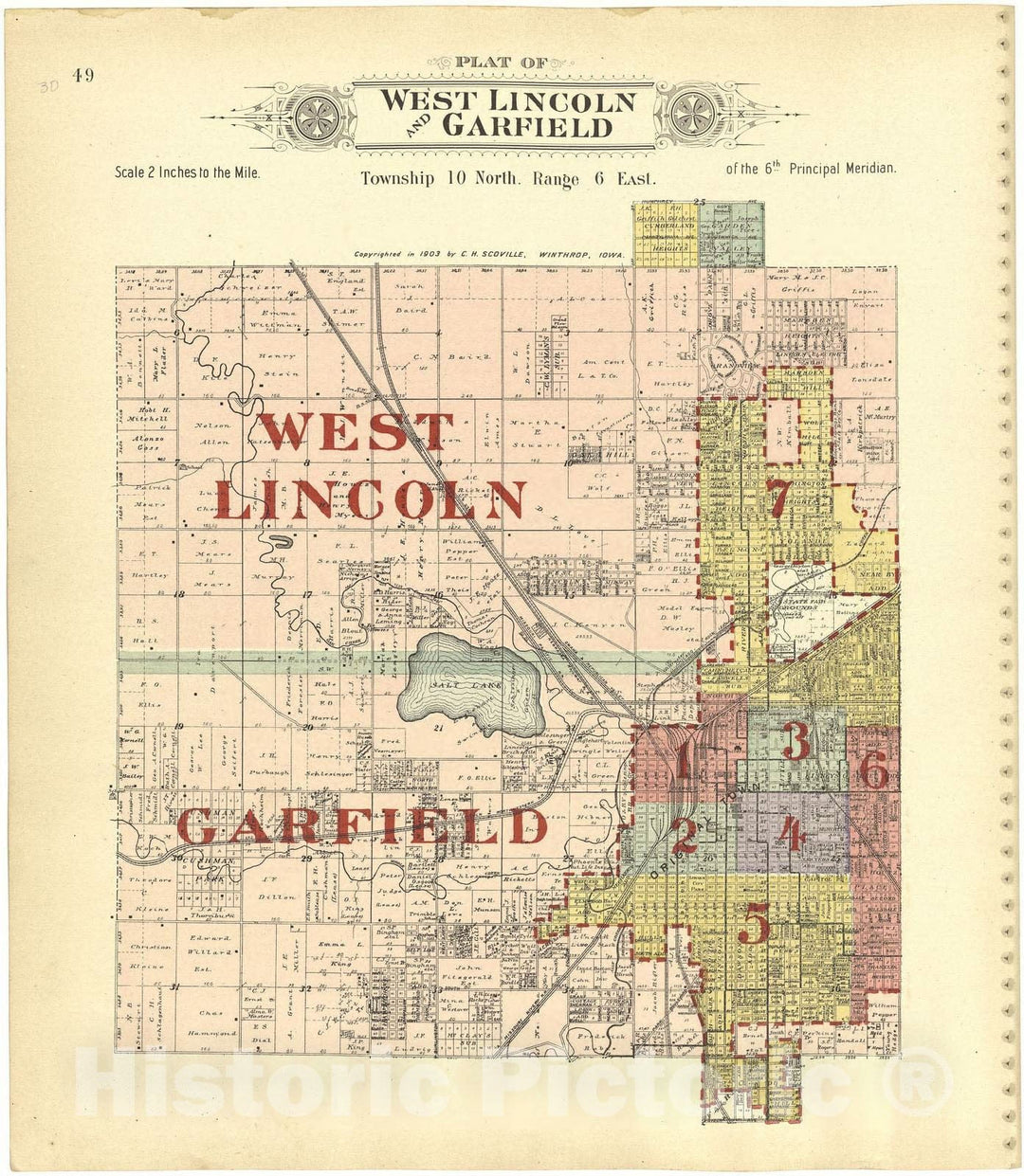Historic 1903 Map - Plat Book of Lancaster County, Nebraska - Plat of West Lincoln and Garfield