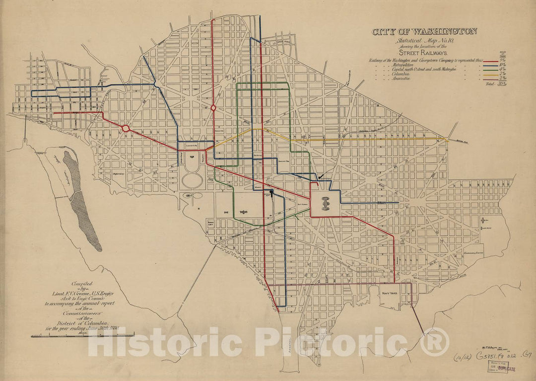 Historic 1880 Map - City of Washington, Statistical maps - Map No. 10: Street Railways