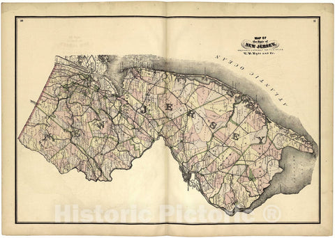 Historic 1877 Map - Atlas of Passaic County, New-Jersey - Map of The State of New Jersey - Atlas of Passaic County, New-Jersey :