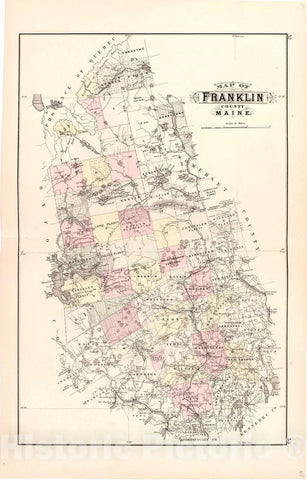 Historic 1887 Map - Colby's Atlas of The State of Maine - Map of Franklin County Maine