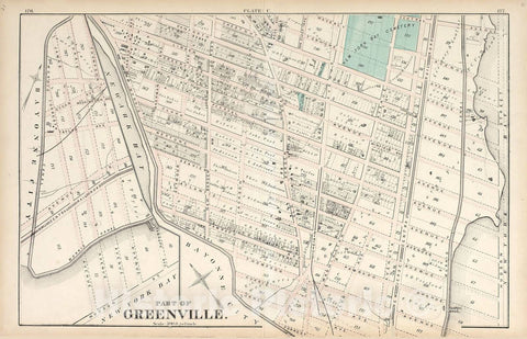 Historic 1873 Map - Combined Atlas of The State of New Jersey - Greenville - 3 - Atlas of The Late Township of Greenville
