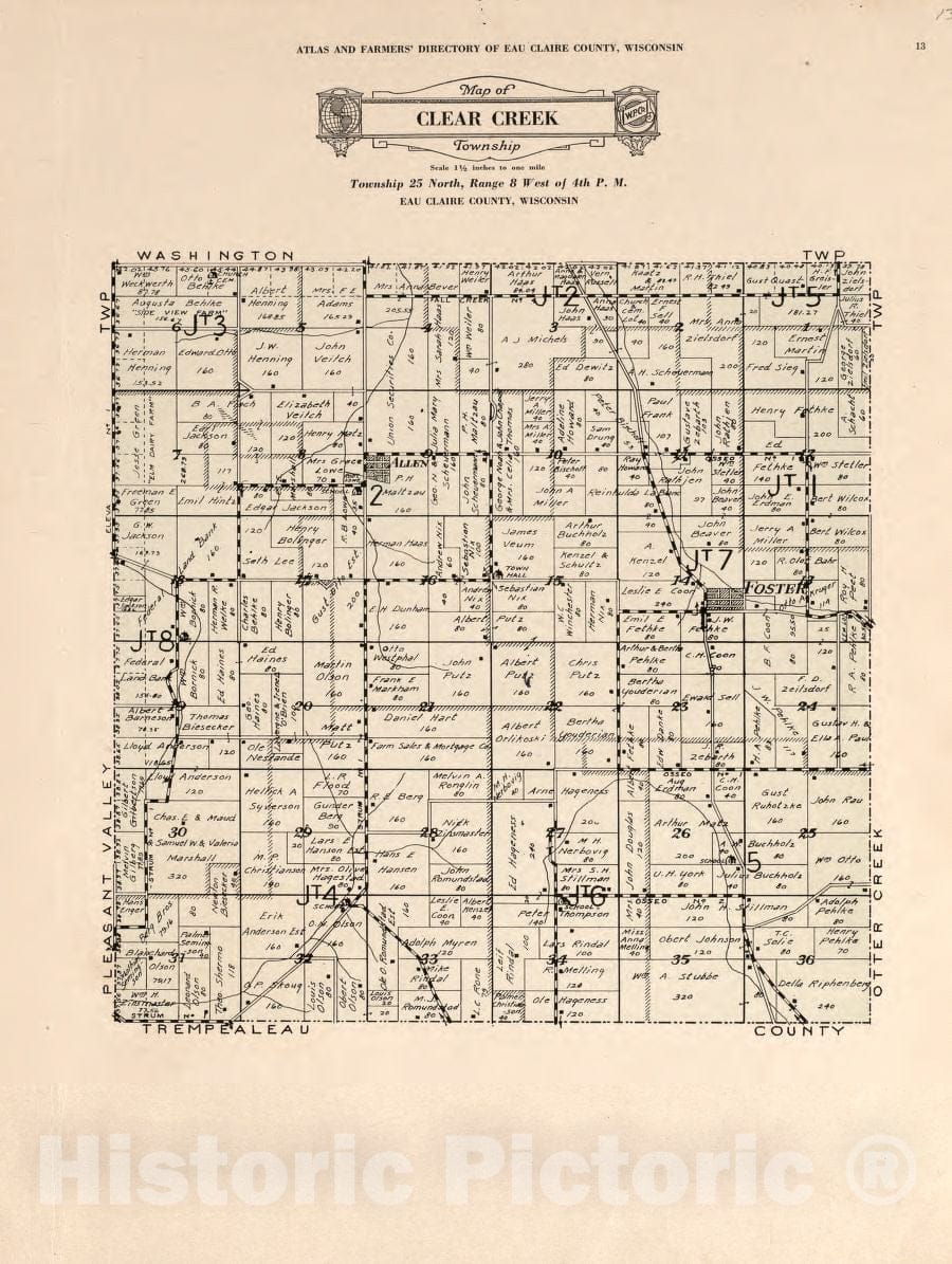 Historic 1931 Map - Atlas and Farmers' Directory of Eau Claire County, Wisconsin - Lincoln Township