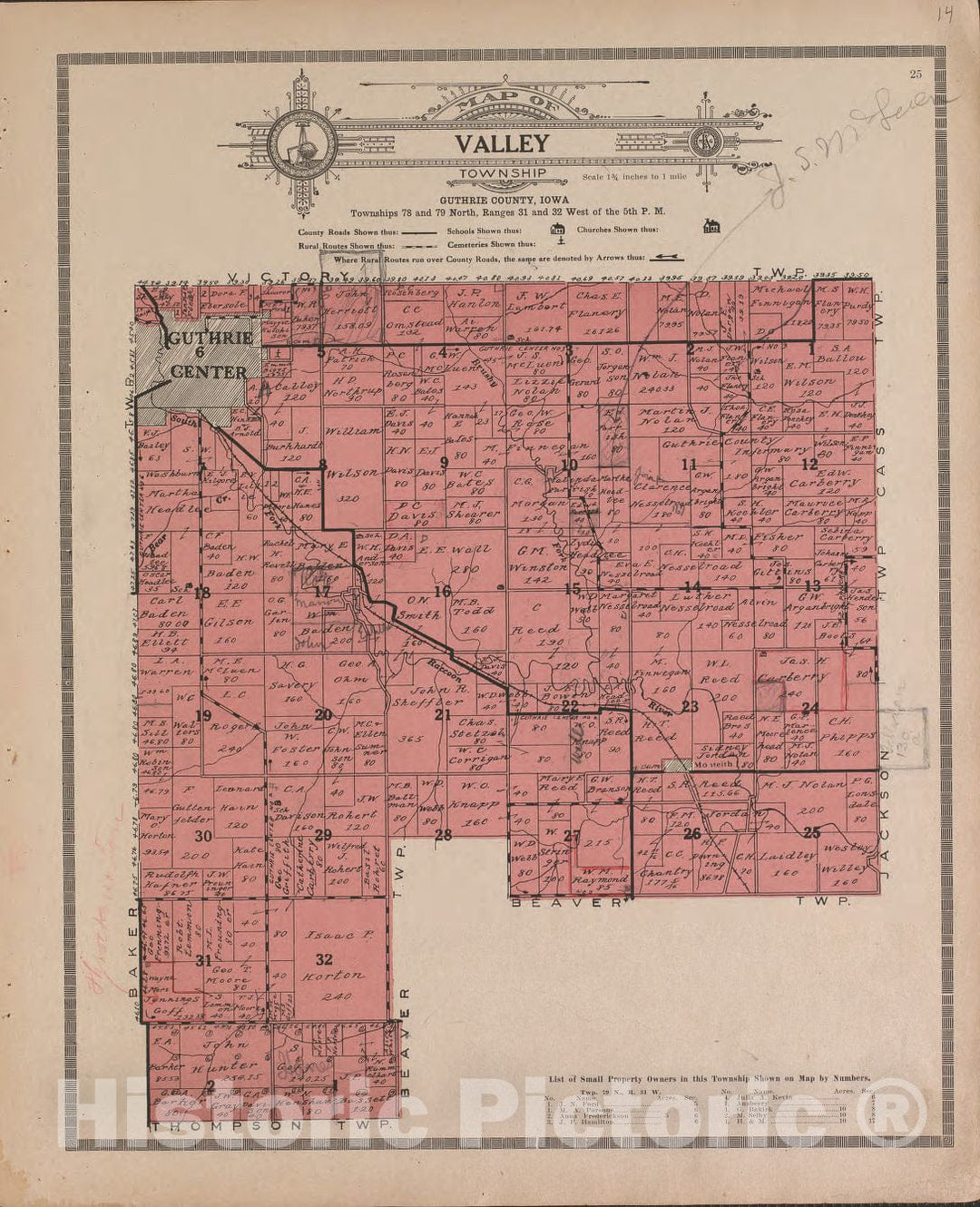 Historic 1917 Map - Atlas and plat Book of Guthrie County, Iowa - Valley - Standard Atlas of Guthrie County, Iowa