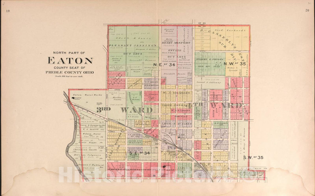 Historic 1912 Map - Plat Book of Preble County, Ohio - Eaton