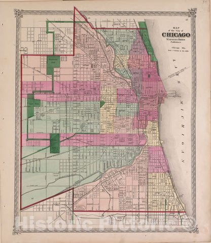 Historic 1870 Map - Atlas of Marshall Co. and The State of Illinois - Map of The City of Chicago - Atlas of Marshall County and The State of Illinois