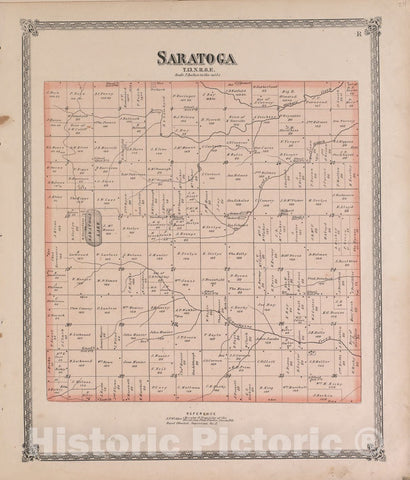 Historic 1870 Map - Atlas of Marshall Co. and The State of Illinois - Saratoga - Atlas of Marshall County and The State of Illinois