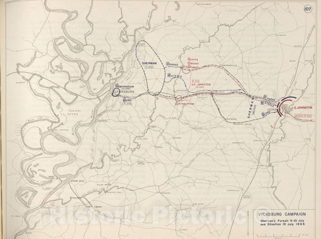 Historic 1962 Map - The West Point Atlas of The Civil War - Vicksburg Campaign, Battle of Corinth, October 1862