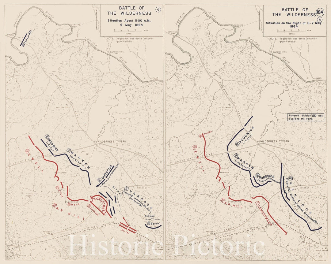 Historic 1962 Map - The West Point Atlas of The Civil War - Battle of The Wilderness, May 1864 3