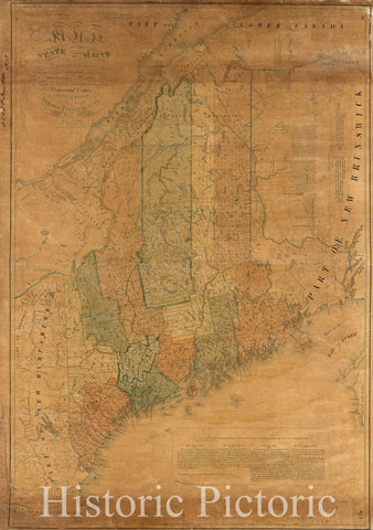Historic 1840 Map - Map of The State of Maine