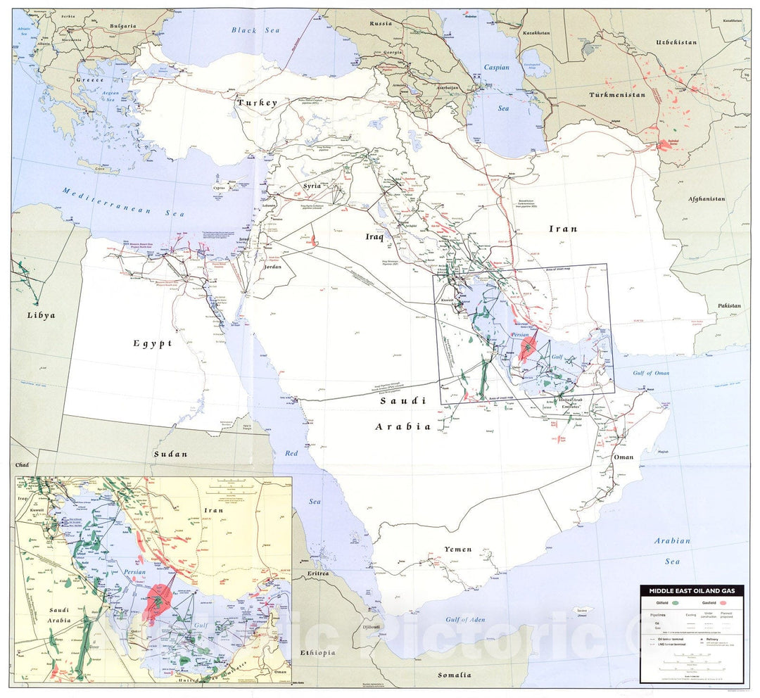 Historic 2007 Map - Middle East Oil and Gas.