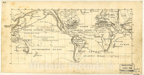 Historic 1875 Map - Map of The World on The Mercator Projection