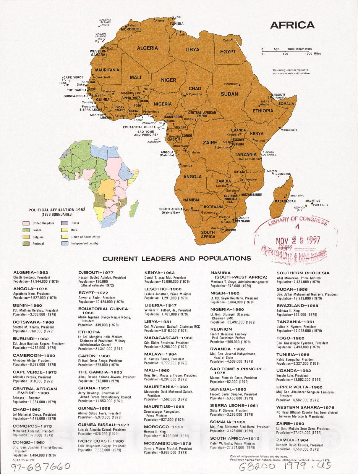 Historic 1979 Map - Africa. – Historic Pictoric