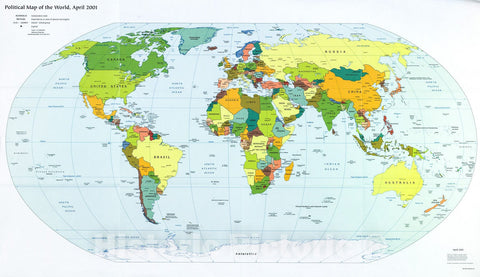 Historic 2001 Map - Political map of The World, April 2001.