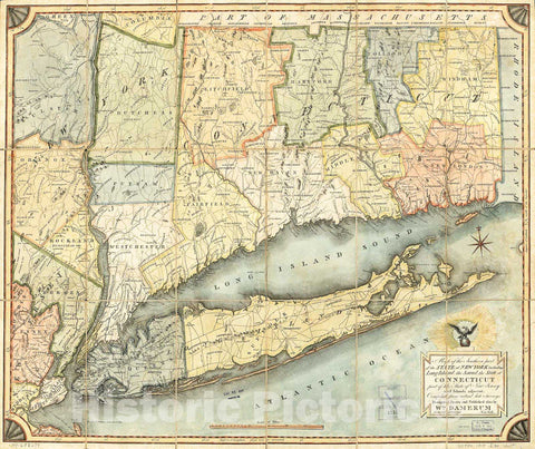 Historic 1815 Map - Map of The Southern Part of The State of New York Including Long Island, The Sound, The State of Connecticut, Part of The State of New Jersey 1