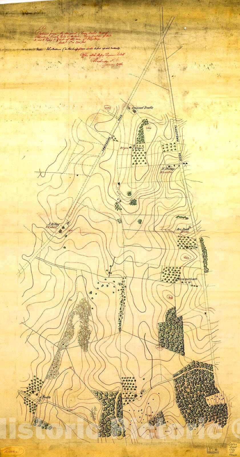 Historic 1861 Map - Extract from The Original (Large Scale) map of Gettysburg Battle Field in 4 Sheets, Being portions of Sheets 2 and 3 Lying S. & S.W. of The Town of Gettysburg.
