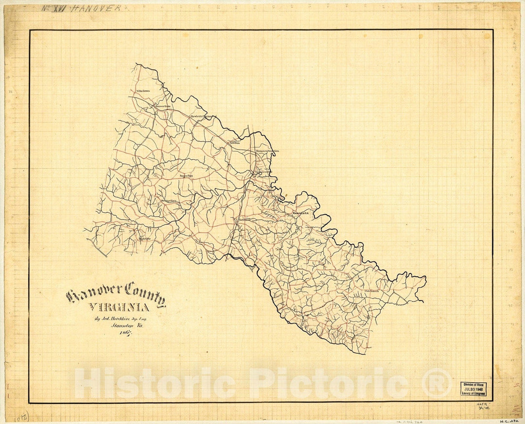 Historic 1867 Map - Hanover County, Virginia