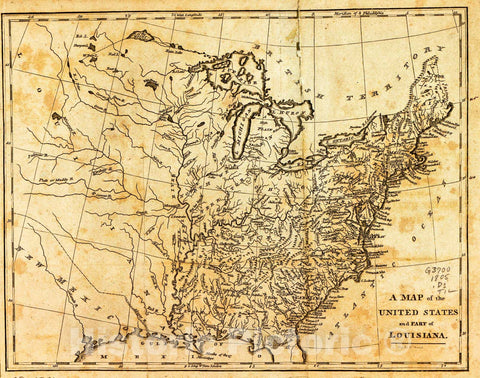 Historic 1805 Map - A Map of The United States and Part of Louisiana.