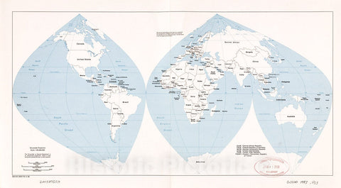 Historic 1983 Map - Political map of The World, 1983
