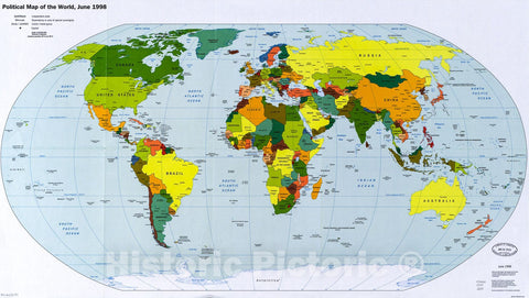 Historic 1998 Map - Political map of The World, June 1998.