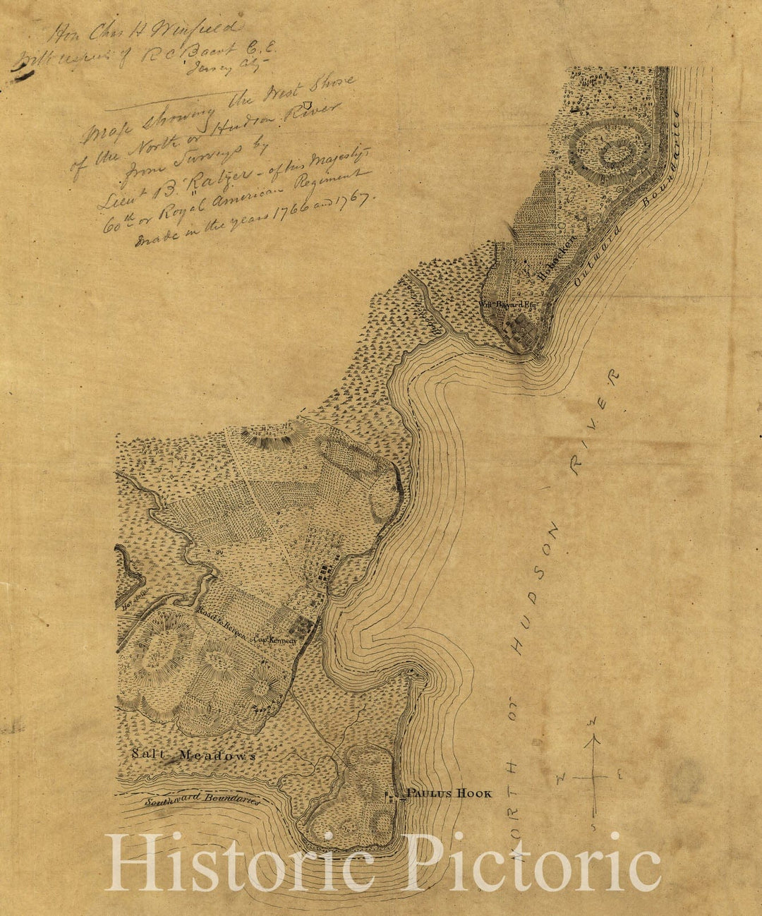 Historic 1767 Map - Map Showing The west Shore of The North or Hudson River,