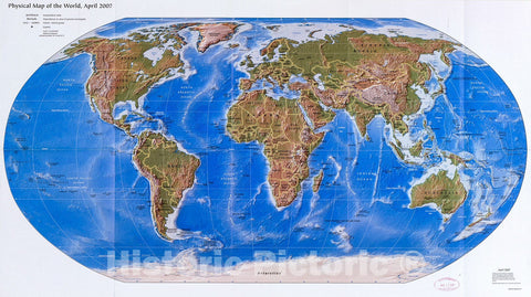 Historic 2007 Map - Physical map of The World, April 2007.