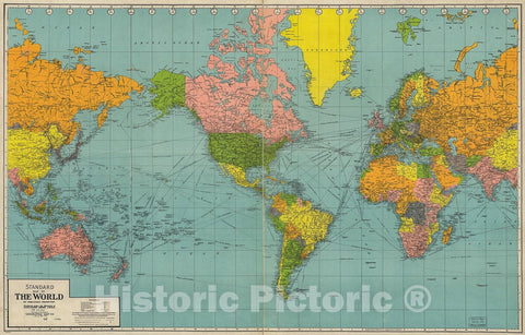 Historic 1942 Map - Standard map of The World.