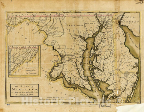 Historic 1795 Map - The State of Maryland from The Best Authorities. 3