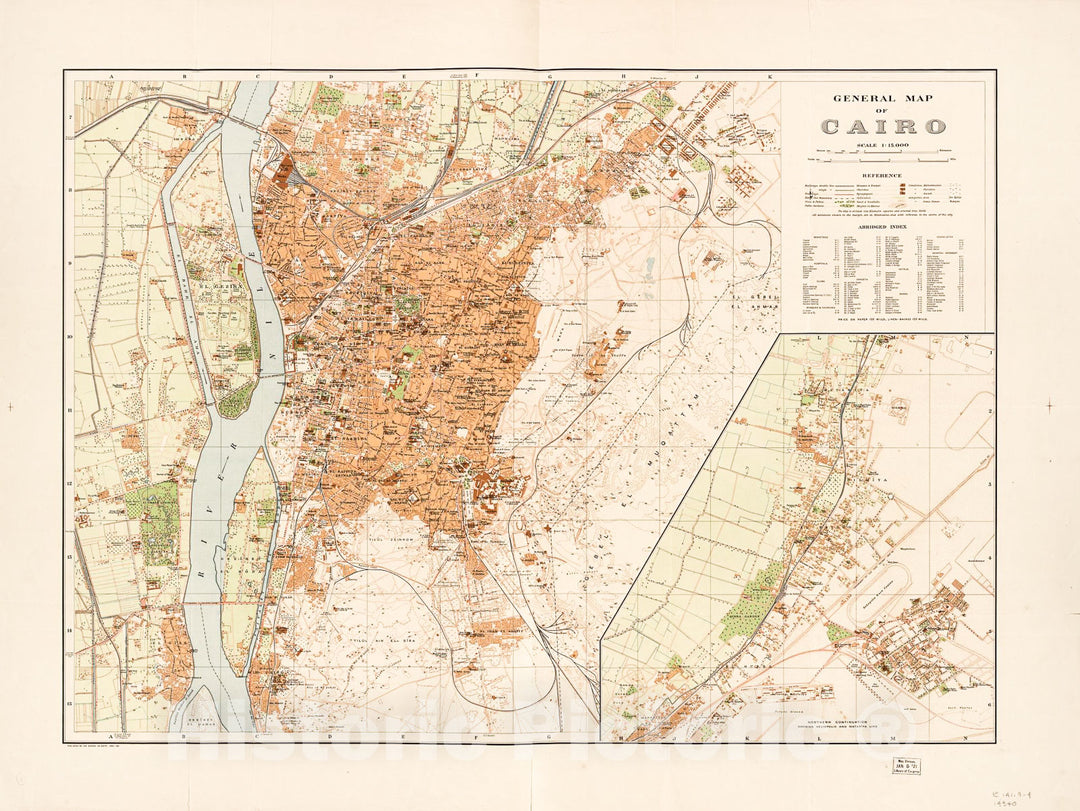 Historic 1920 Map - General map of Cairo.