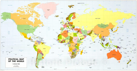 Historic 1982 Map - Political map of The World.