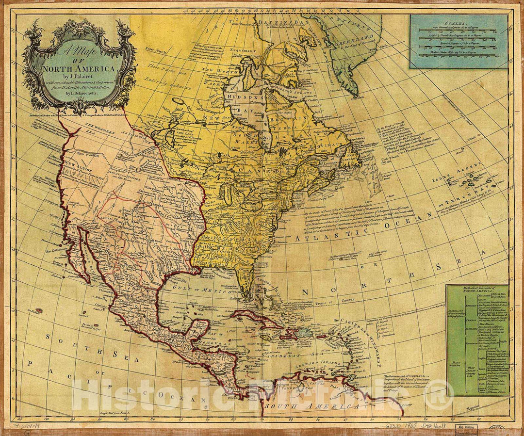 Historic 1765 Map - A map of North America,