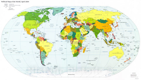Historic 2004 Map - Political map of The World, April 2004.