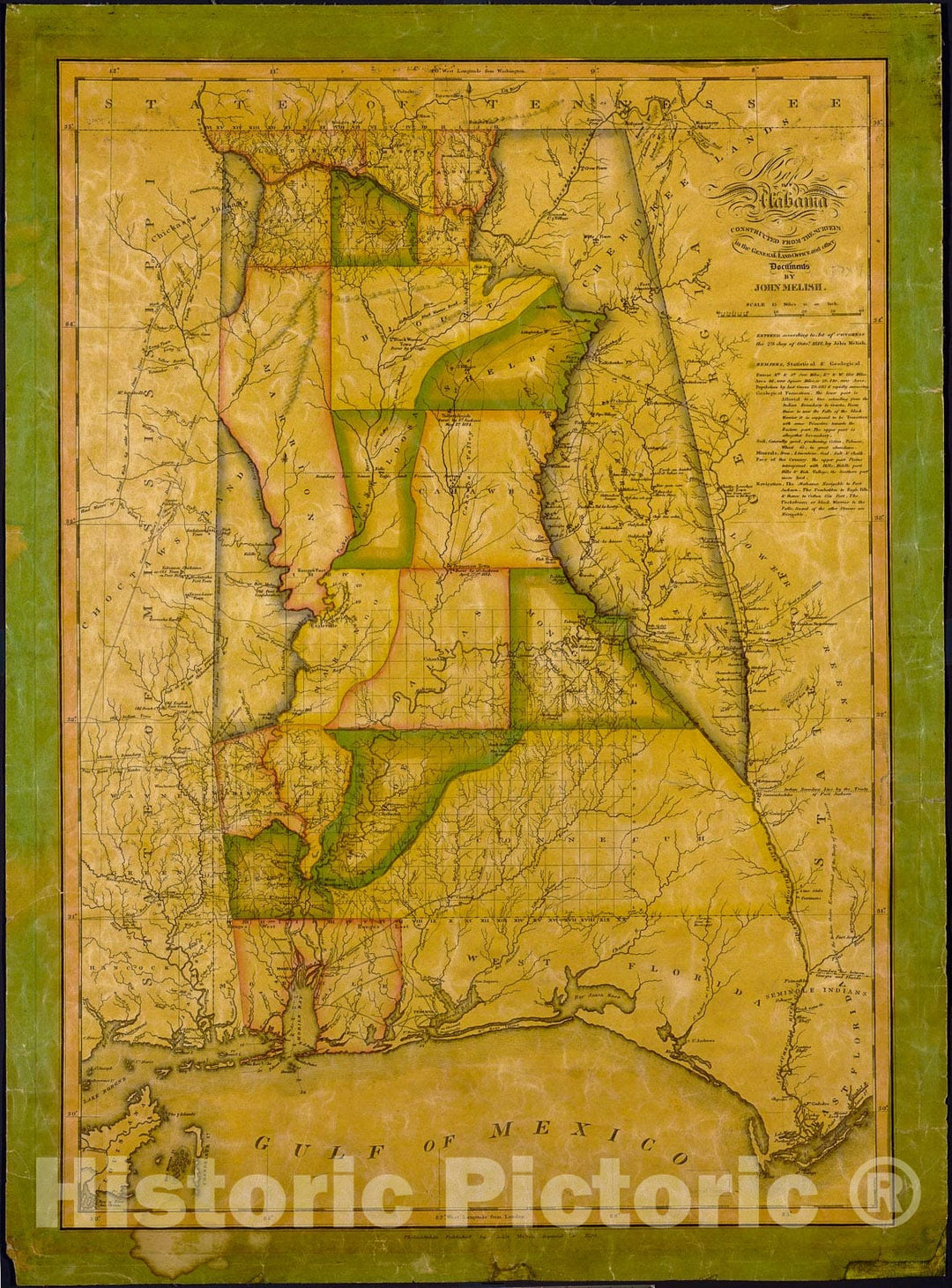 Historic 1820 Map - Map of Alabama