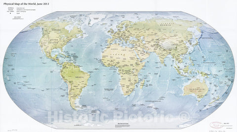 Historic 2012 Map - Physical map of The World, June 2012.