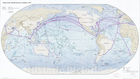 Historic 2012 Map - Map of The World Oceans, October 2012.